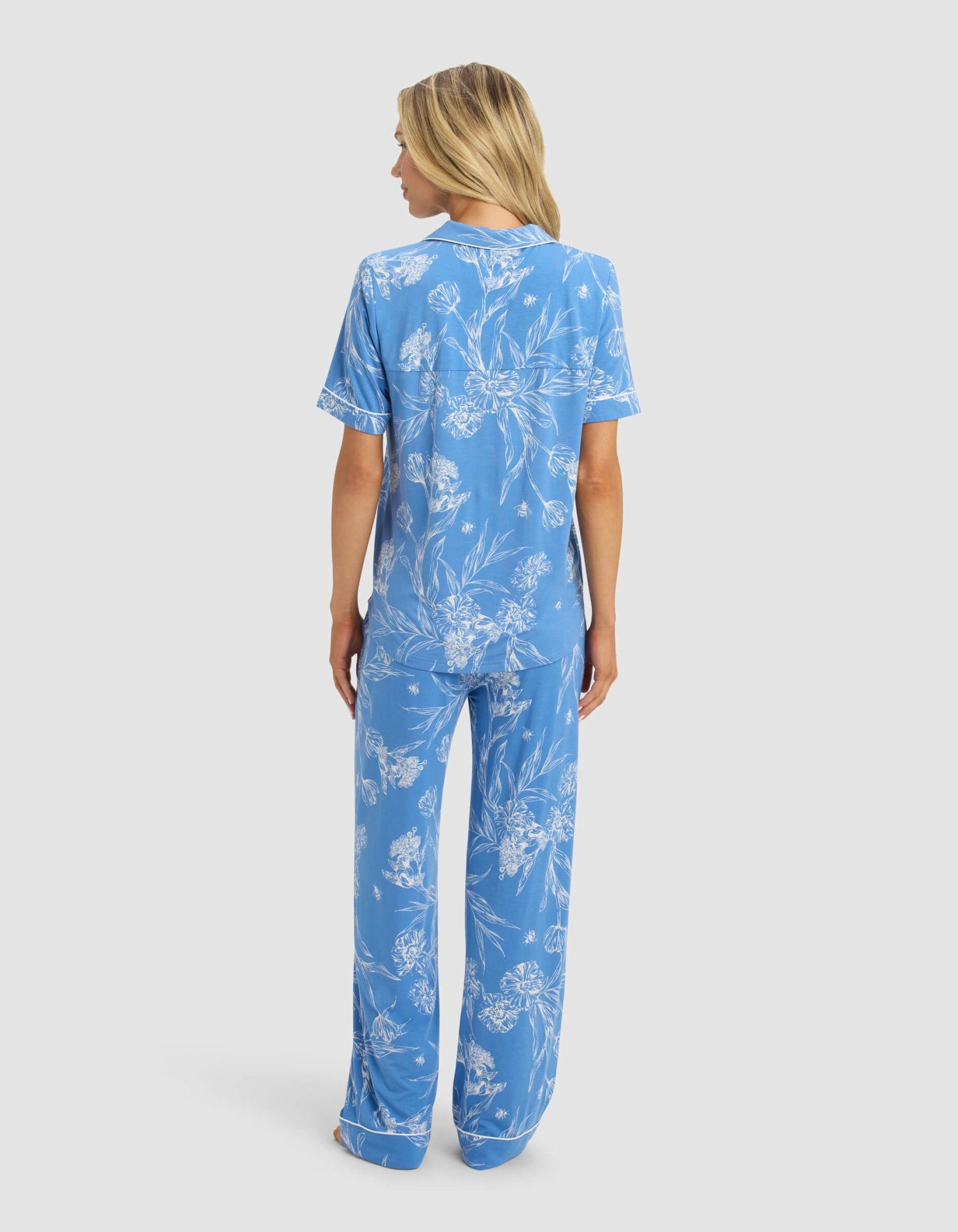 Women's Bamboo Stretch-Knit Short Sleeve & Pant Pajama Set - Quahog Bay Bedding
