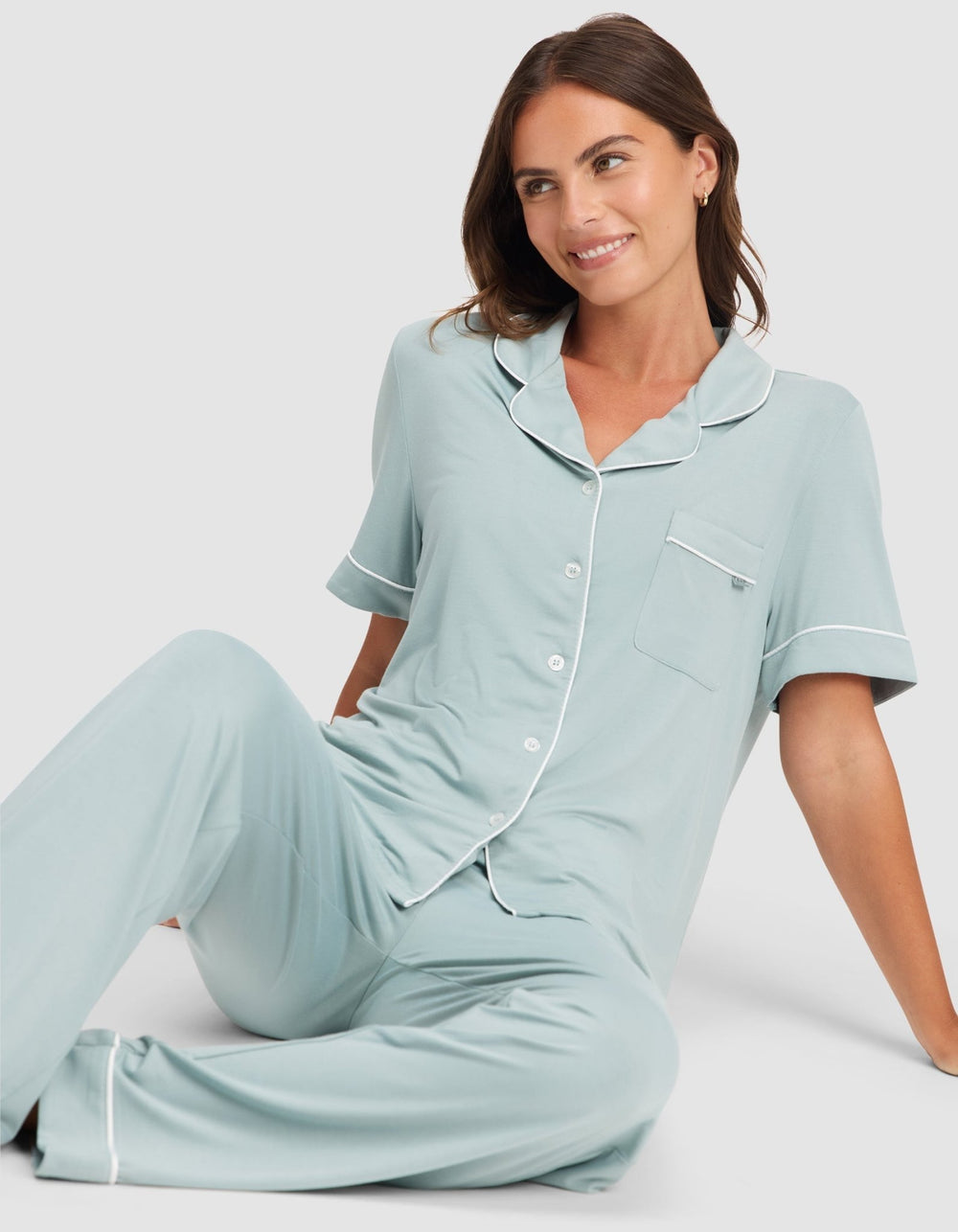 Women's Bamboo Stretch-Knit Short Sleeve & Pant Pajama Set - Quahog Bay Bedding