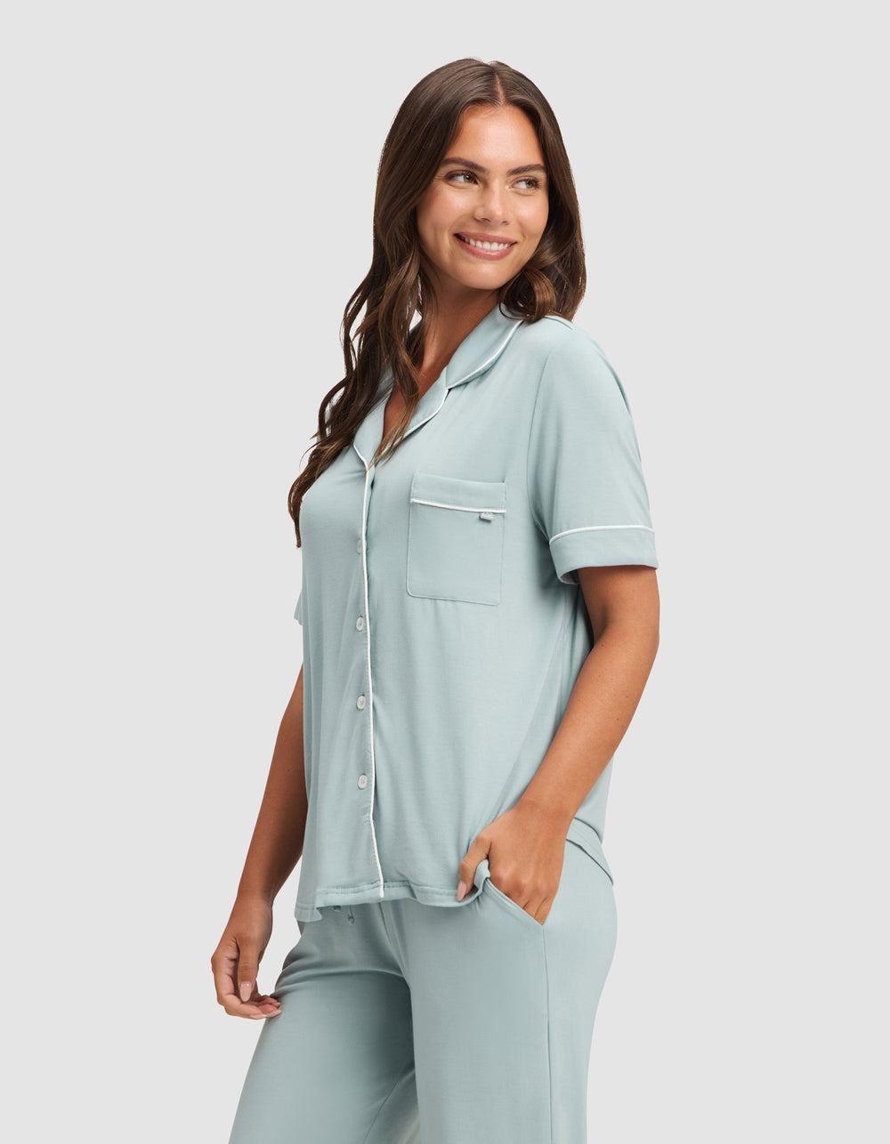 Women's Bamboo Stretch-Knit Short Sleeve & Pant Pajama Set - Quahog Bay Bedding