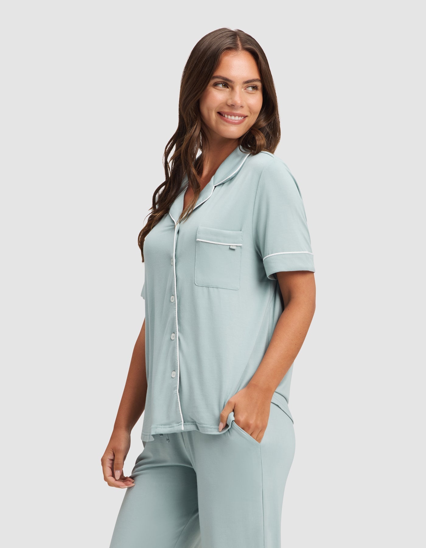 Women's Bamboo Stretch-Knit Short Sleeve & Pant Pajama Set - Quahog Bay Bedding