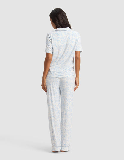 Women's Bamboo Stretch-Knit Short Sleeve & Pant Pajama Set - Quahog Bay Bedding