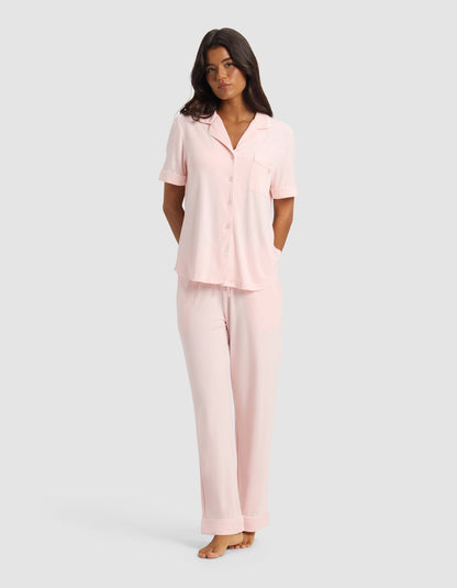 Women's Bamboo Stretch-Knit Short Sleeve & Pant Pajama Set - Quahog Bay Bedding
