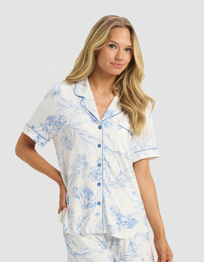 Women's Bamboo Stretch-Knit Short Sleeve & Pant Pajama Set - Quahog Bay Bedding