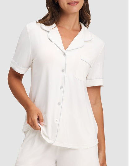 Women's Bamboo Stretch-Knit Short Sleeve & Pant Pajama Set - Quahog Bay Bedding