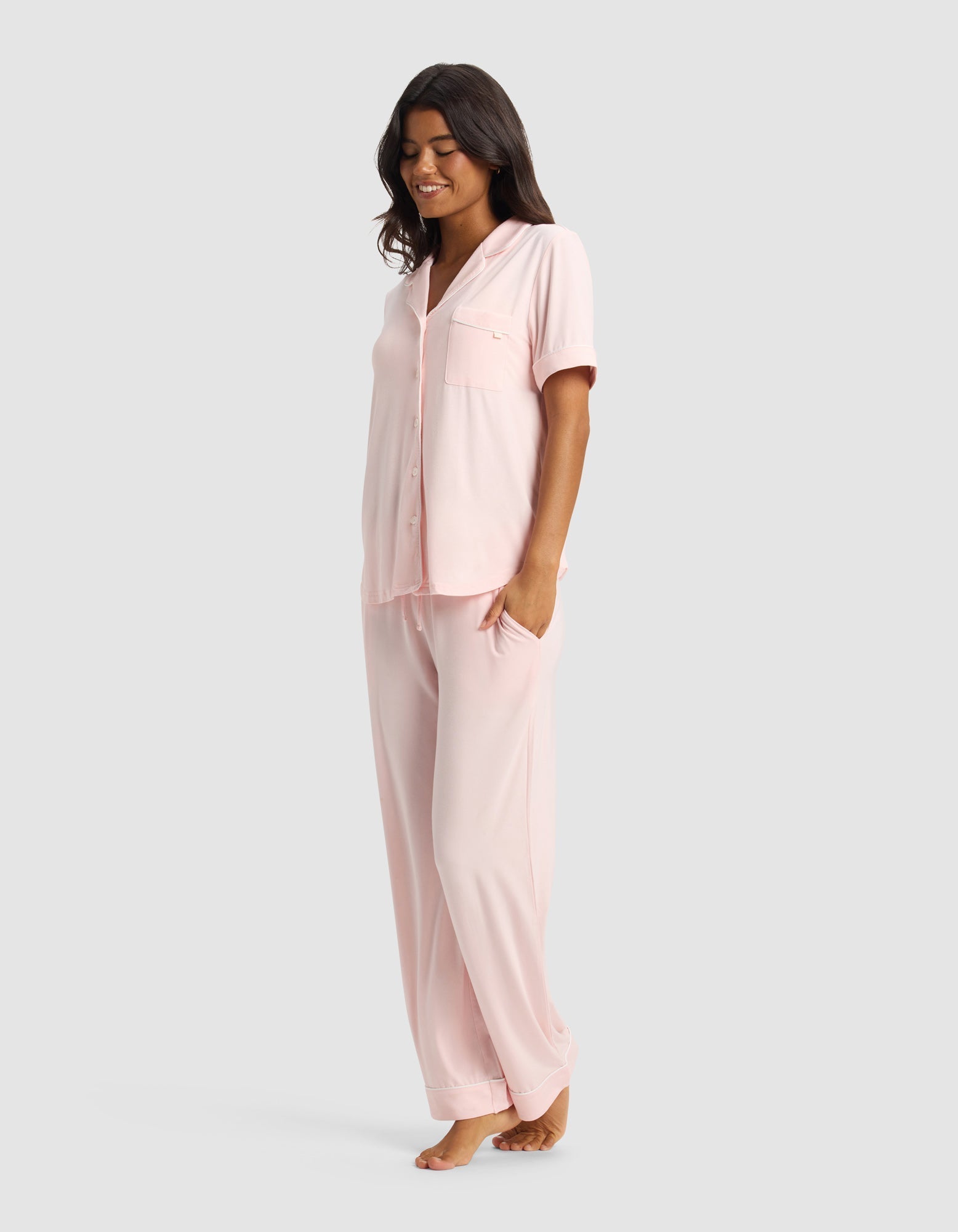 Women's Bamboo Stretch-Knit Short Sleeve & Pant Pajama Set - Quahog Bay Bedding