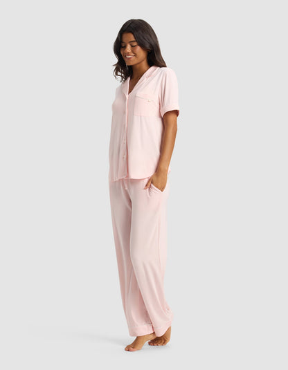 Women's Bamboo Stretch-Knit Short Sleeve & Pant Pajama Set - Quahog Bay Bedding