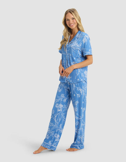 Women's Bamboo Stretch-Knit Short Sleeve & Pant Pajama Set - Quahog Bay Bedding