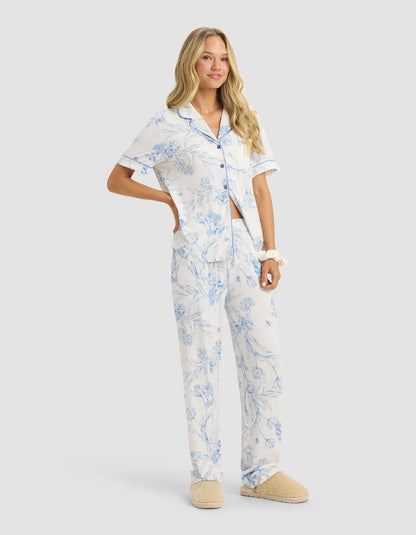 Women's Bamboo Stretch-Knit Short Sleeve & Pant Pajama Set - Quahog Bay Bedding