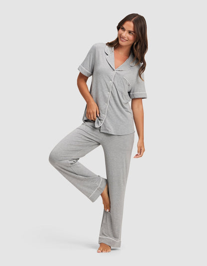 Women's Bamboo Stretch-Knit Short Sleeve & Pant Pajama Set - Quahog Bay Bedding