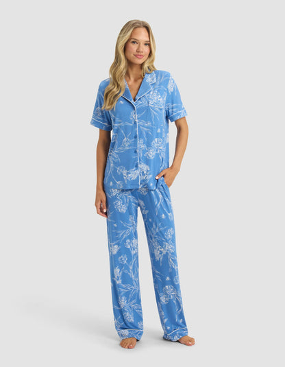 Women's Bamboo Stretch-Knit Short Sleeve & Pant Pajama Set - Quahog Bay Bedding