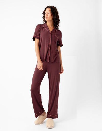 Women's Bamboo Stretch-Knit Short Sleeve & Pant Pajama Set - Quahog Bay Bedding