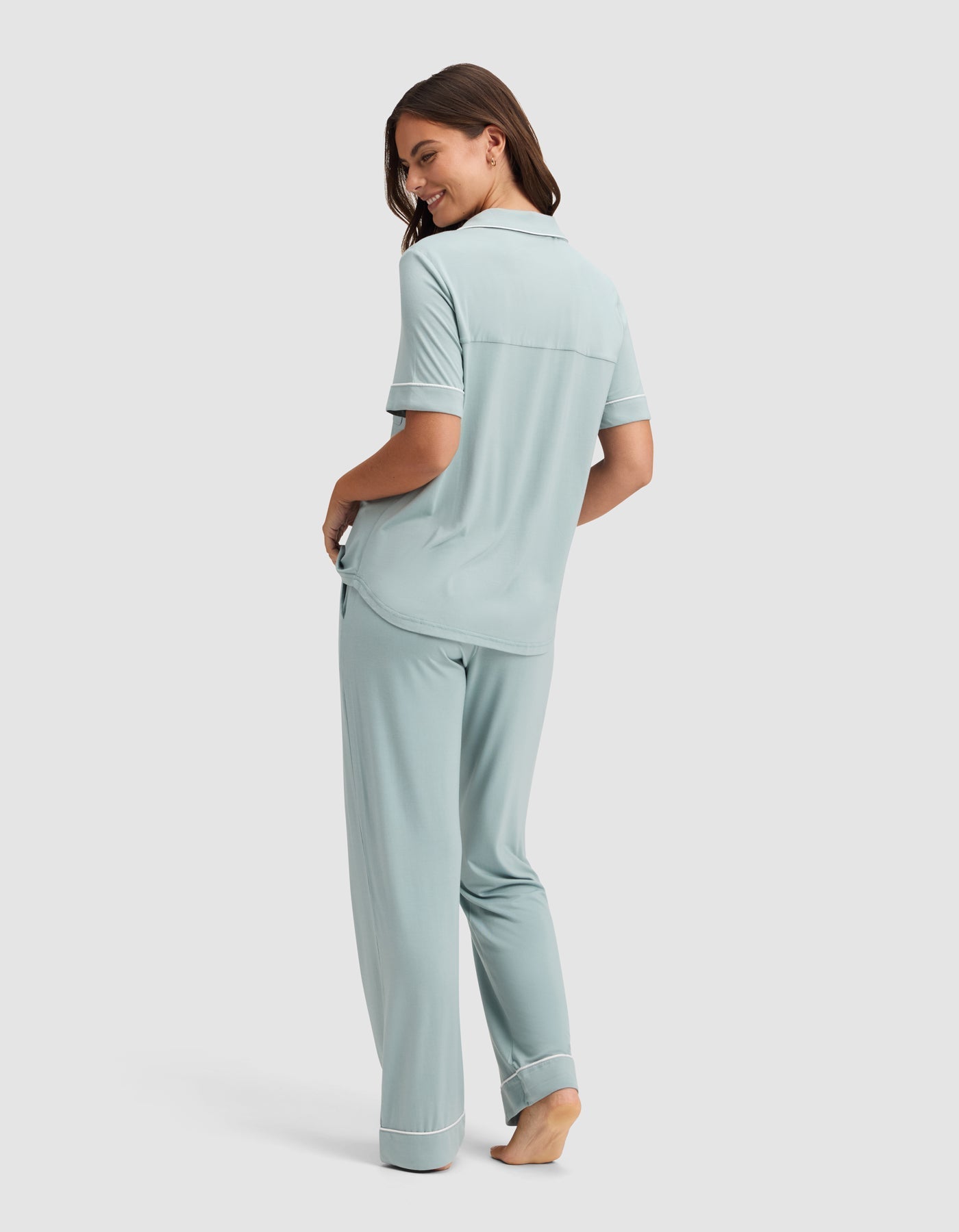 Women's Bamboo Stretch-Knit Short Sleeve & Pant Pajama Set - Quahog Bay Bedding