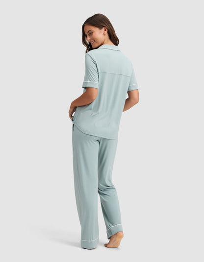 Women's Bamboo Stretch-Knit Short Sleeve & Pant Pajama Set - Quahog Bay Bedding