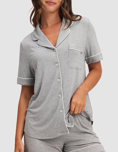 Women's Bamboo Stretch-Knit Short Sleeve & Pant Pajama Set - Quahog Bay Bedding