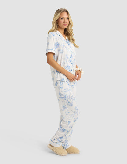 Women's Bamboo Stretch-Knit Short Sleeve & Pant Pajama Set - Quahog Bay Bedding