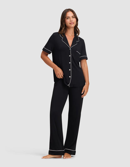 Women's Bamboo Stretch-Knit Short Sleeve & Pant Pajama Set - Quahog Bay Bedding