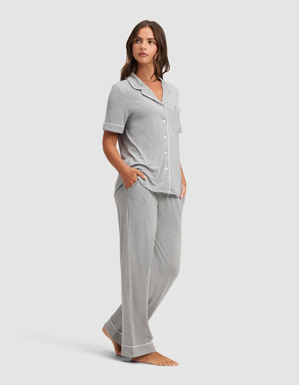 Women's Bamboo Stretch-Knit Short Sleeve & Pant Pajama Set - Quahog Bay Bedding