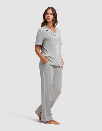 Women's Bamboo Stretch-Knit Short Sleeve & Pant Pajama Set - Quahog Bay Bedding
