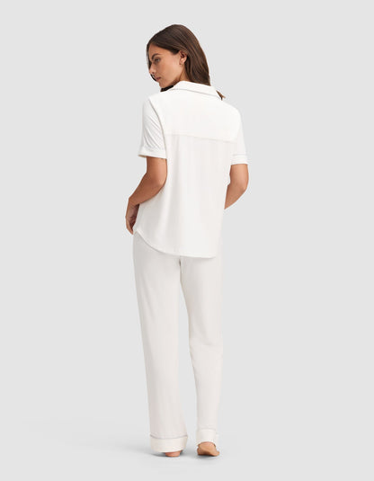 Women's Bamboo Stretch-Knit Short Sleeve & Pant Pajama Set - Quahog Bay Bedding