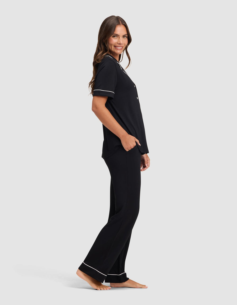 Women's Bamboo Stretch-Knit Short Sleeve & Pant Pajama Set - Quahog Bay Bedding