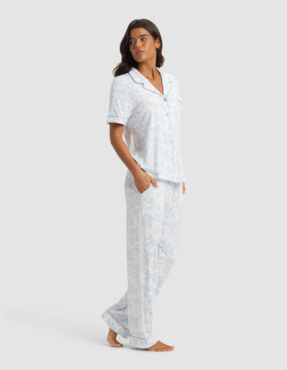 Women's Bamboo Stretch-Knit Short Sleeve & Pant Pajama Set - Quahog Bay Bedding