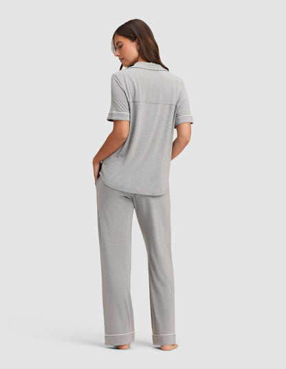 Women's Bamboo Stretch-Knit Short Sleeve & Pant Pajama Set - Quahog Bay Bedding