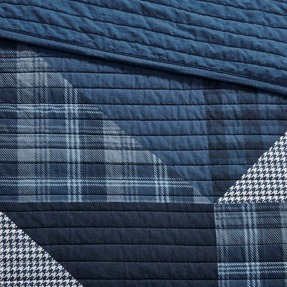 Woolrich Olsen Oversized Nautical Quilt Set - 3PC | 100% Cotton | Blue - Quahog Bay Bedding