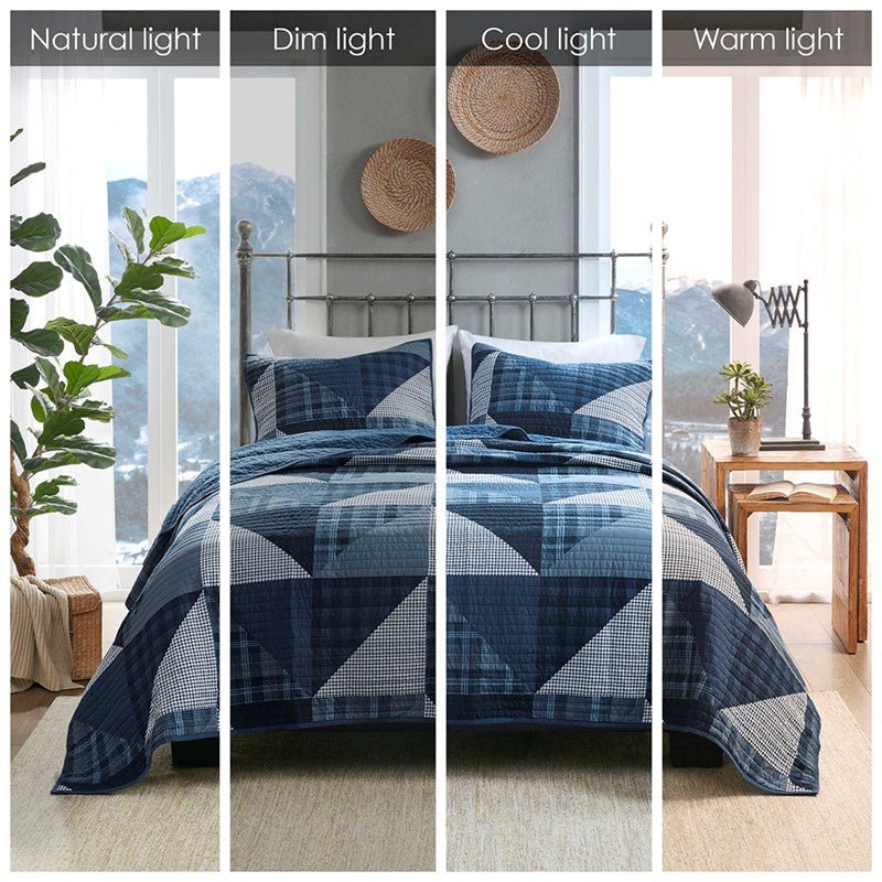 Woolrich Olsen Oversized Nautical Quilt Set - 3PC | 100% Cotton | Blue - Quahog Bay Bedding