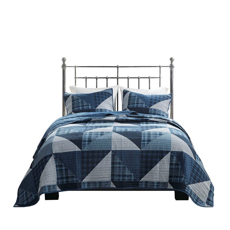 Woolrich Olsen Oversized Nautical Quilt Set - 3PC | 100% Cotton | Blue - Quahog Bay Bedding