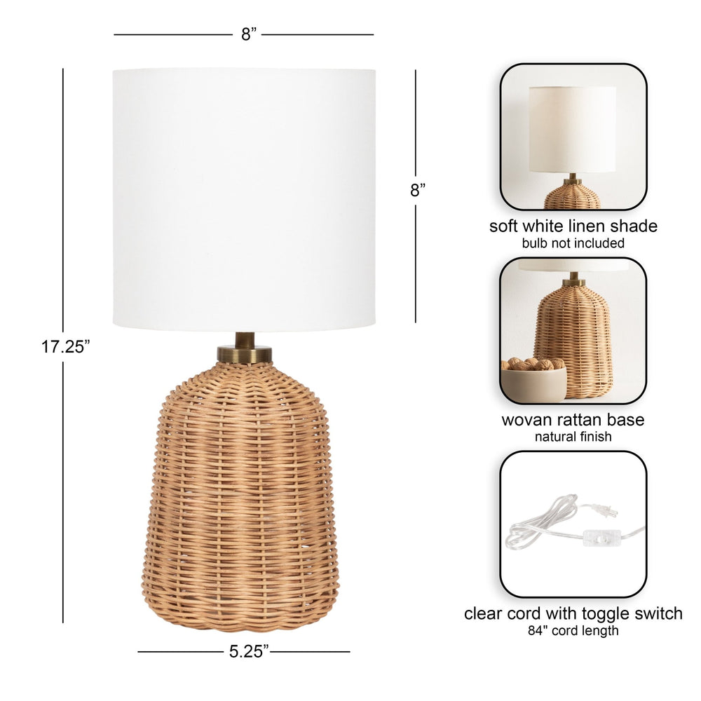 Wylla Rattan Table Lamp | Coastal Lamps & Lighting - Quahog Bay Bedding