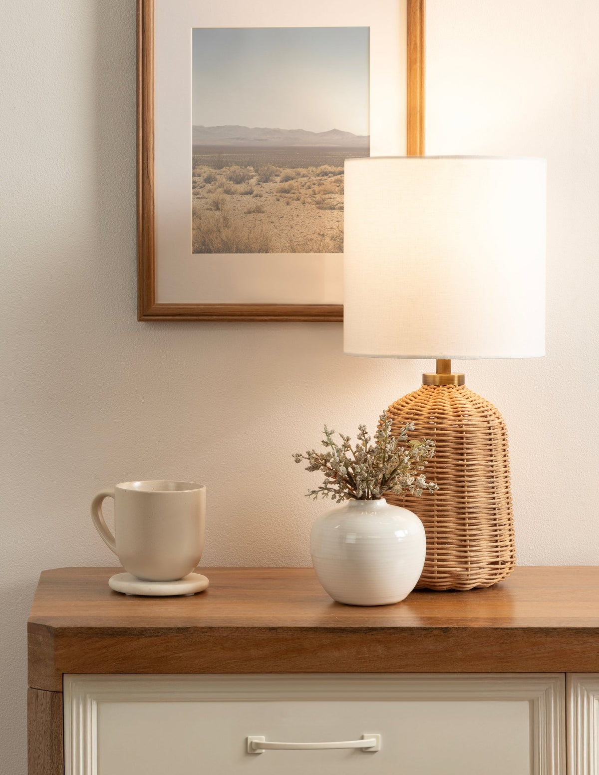 Wylla Rattan Table Lamp | Coastal Lamps & Lighting - Quahog Bay Bedding
