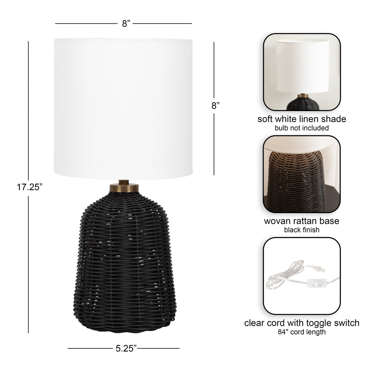 Wylla Rattan Table Lamp | Coastal Lamps & Lighting - Quahog Bay Bedding