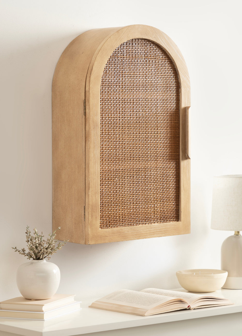 Ori Arched Rattan Wall Cabinet