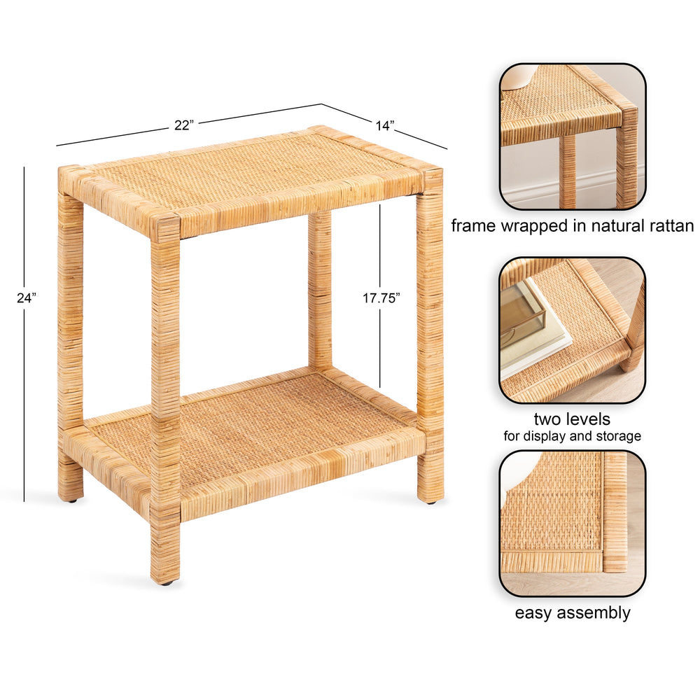 Rafina Rectangular Rattan Side Table