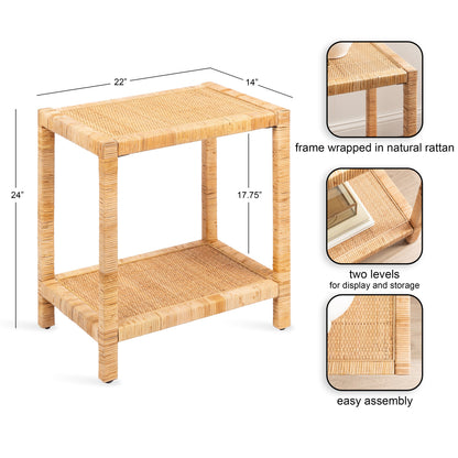 Rafina Rectangular Rattan Side Table