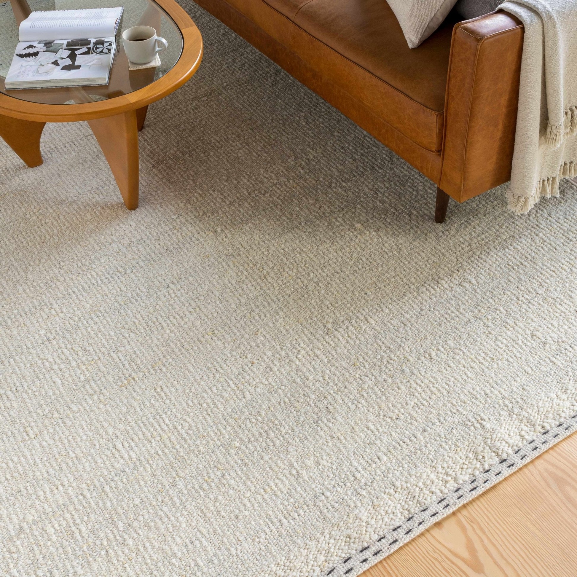 Yaniklar Cream Flat Woven Wool Rug - Quahog Bay Bedding