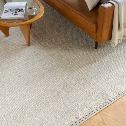Yaniklar Cream Flat Woven Wool Rug - Quahog Bay Bedding