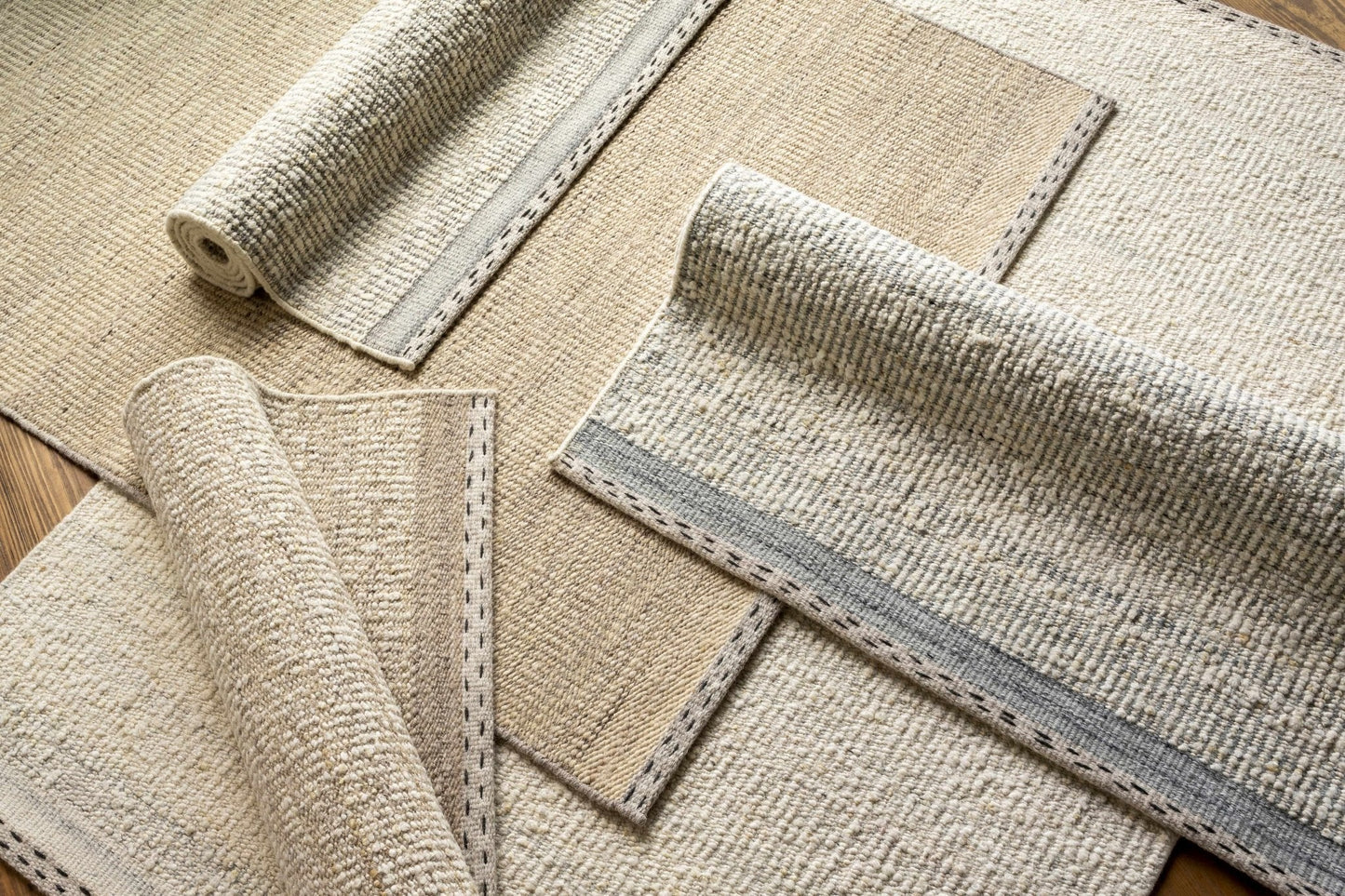 Yaniklar Cream Flat Woven Wool Rug - Quahog Bay Bedding