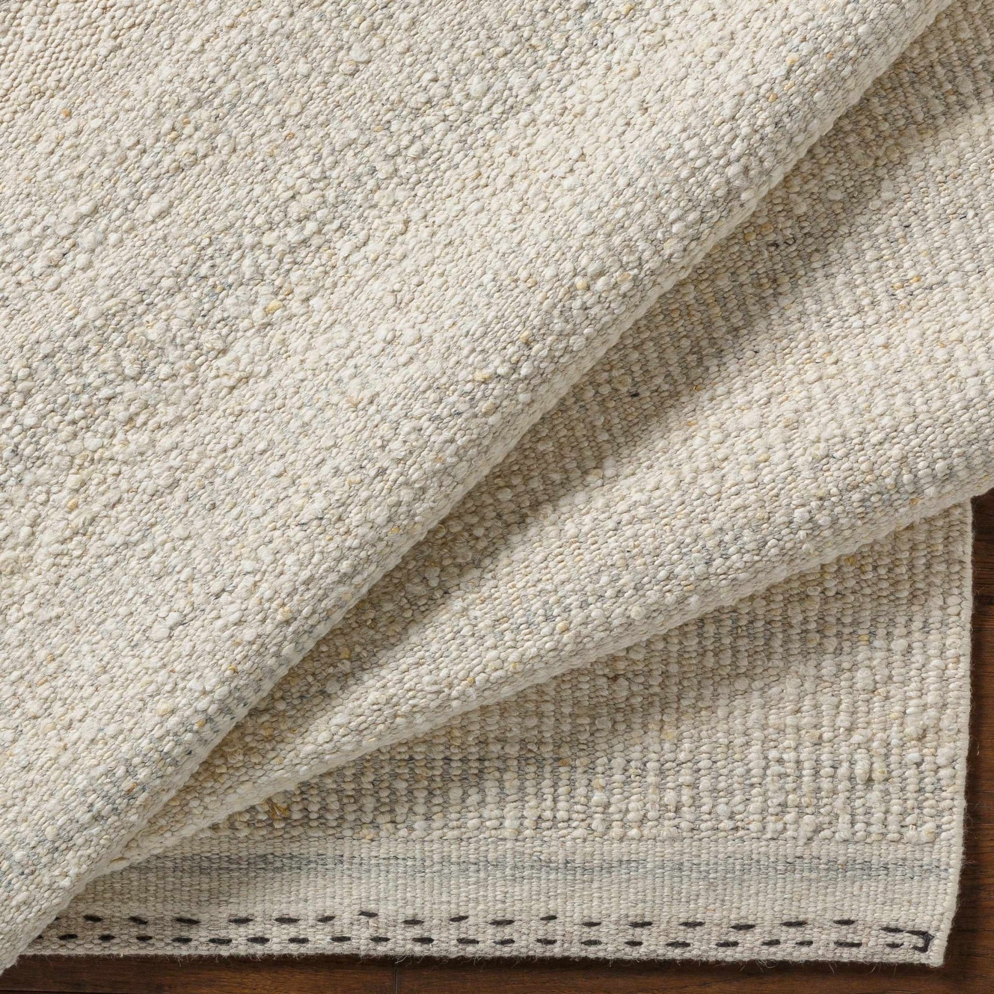 Yaniklar Cream Flat Woven Wool Rug - Quahog Bay Bedding