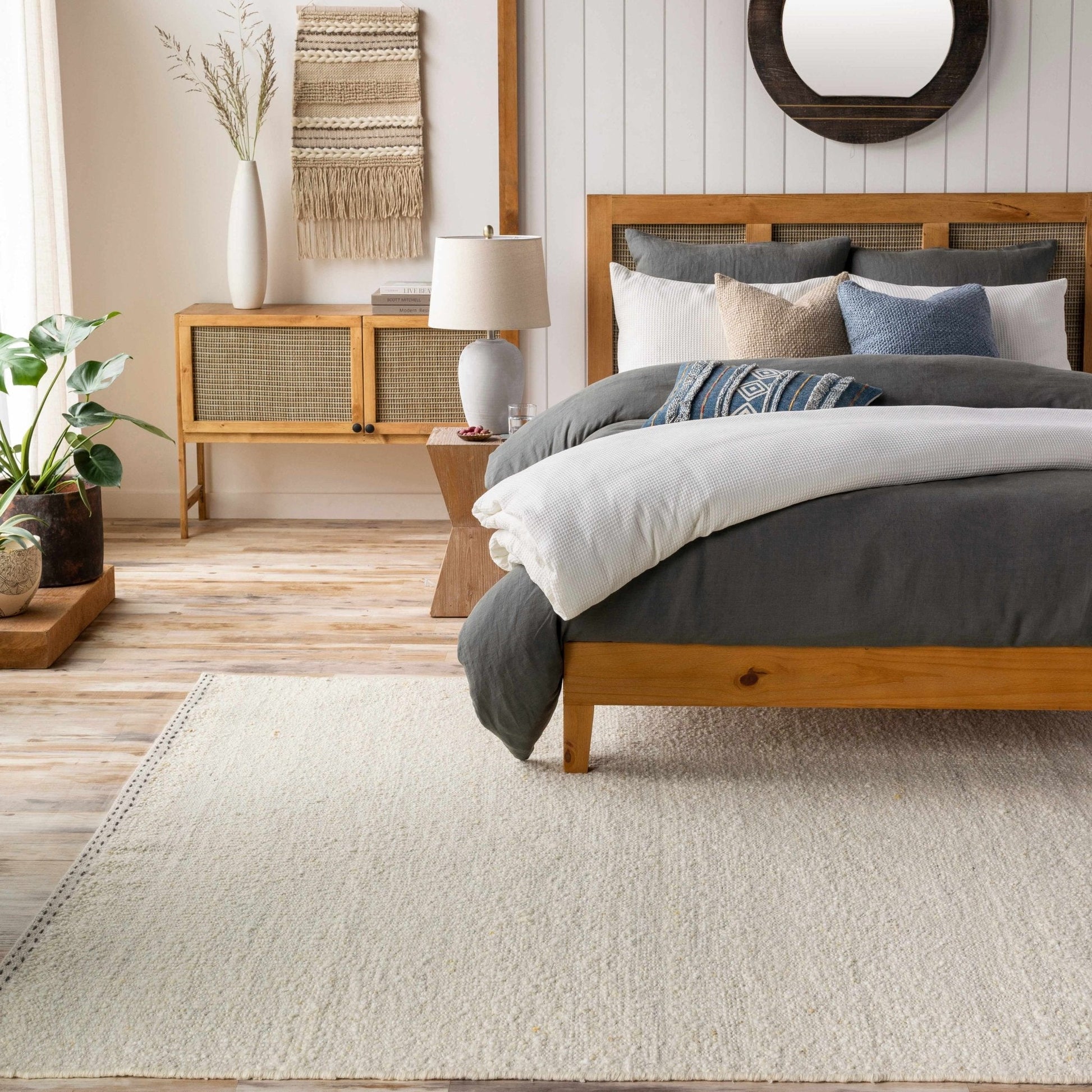 Yaniklar Cream Flat Woven Wool Rug - Quahog Bay Bedding