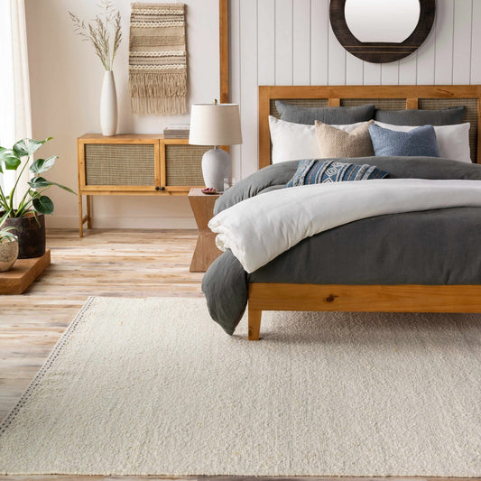 Yaniklar Cream Flat Woven Wool Rug - Quahog Bay Bedding