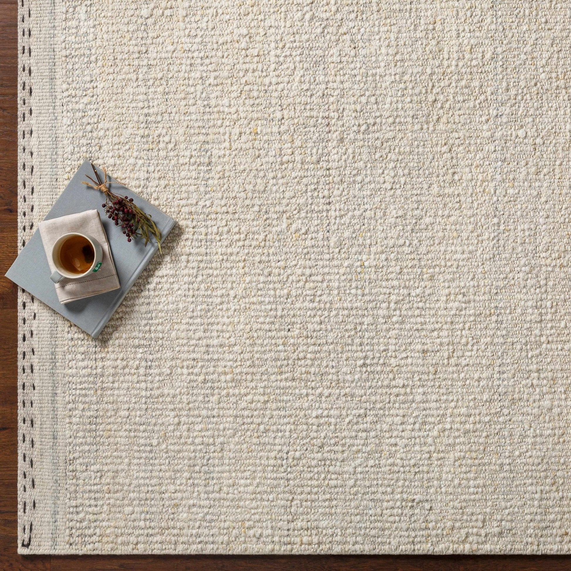 Yaniklar Cream Flat Woven Wool Rug - Quahog Bay Bedding