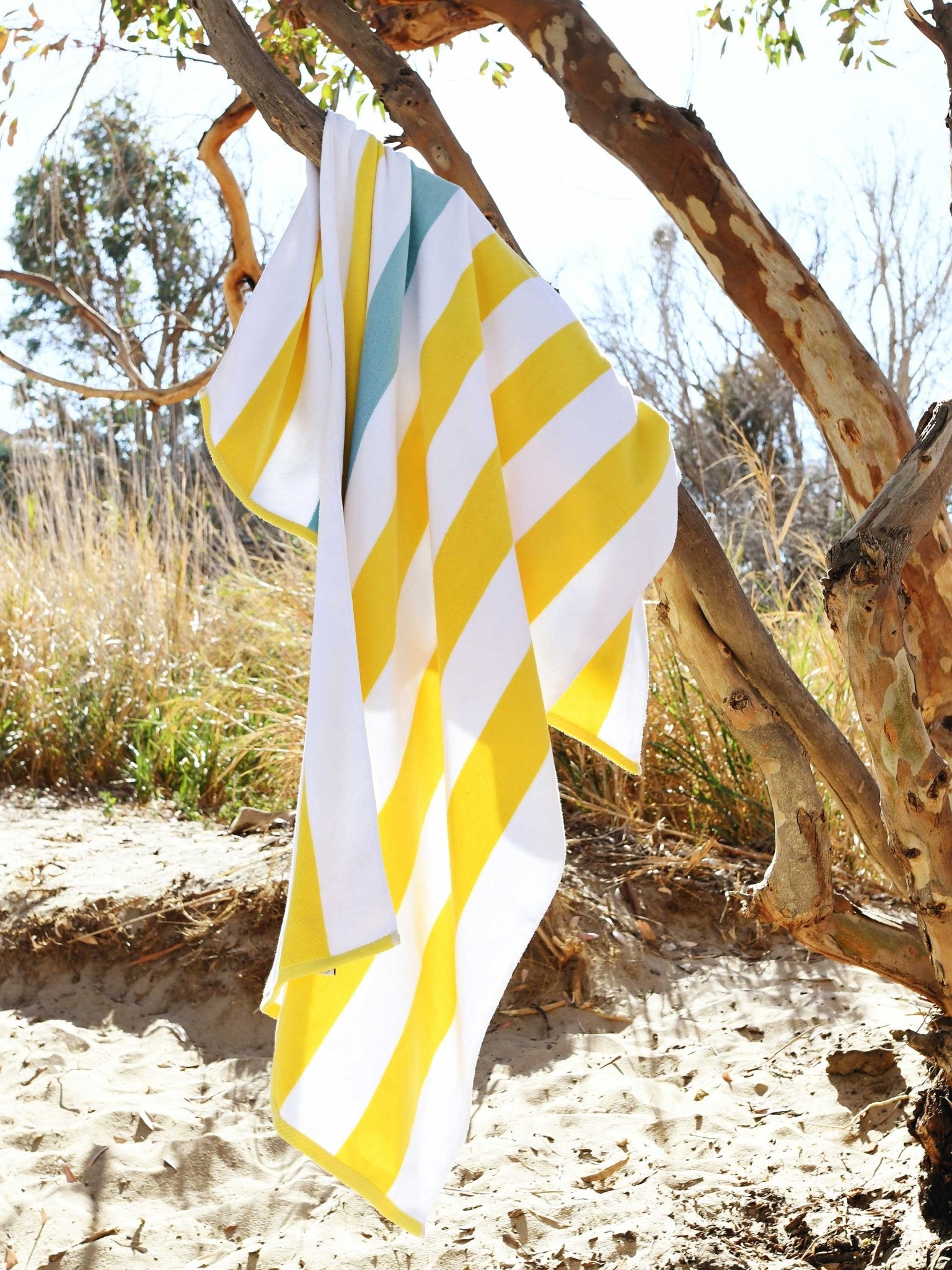 Yellow Sea Glass Cabana Beach Towel - Quahog Bay Bedding