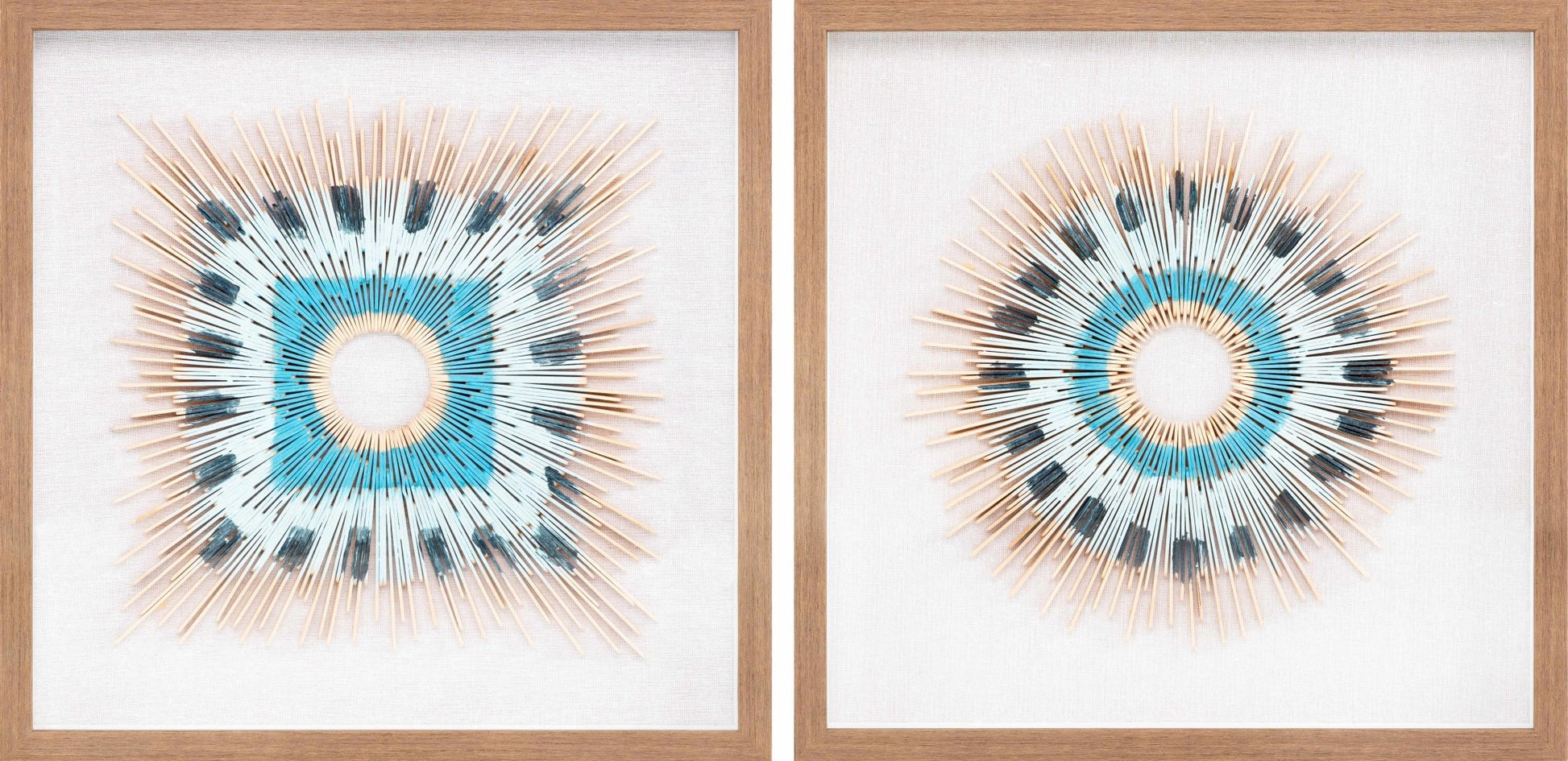 Yenice Natural Wood Geometric Wall Art Set Of Two - Quahog Bay Bedding