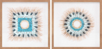 Yenice Natural Wood Geometric Wall Art Set Of Two - Quahog Bay Bedding