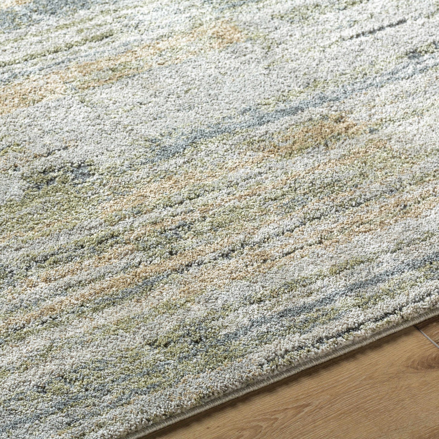 Yancy Thick Luxe Rug - Olive, Grey, Beige - Contemporary High Pile Rugs