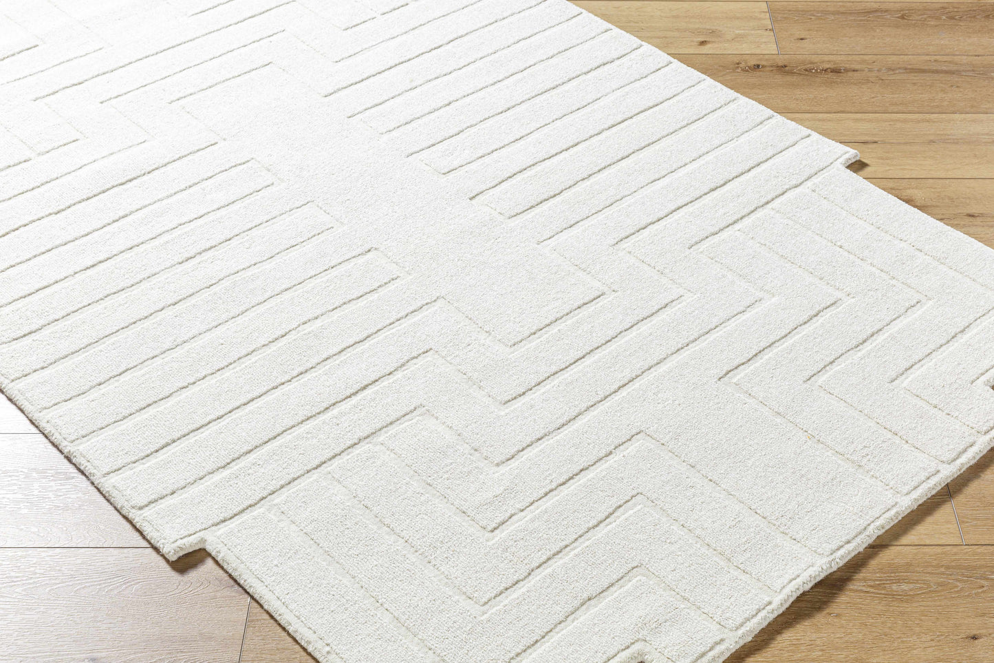 Yavor White Geometric Area Rug