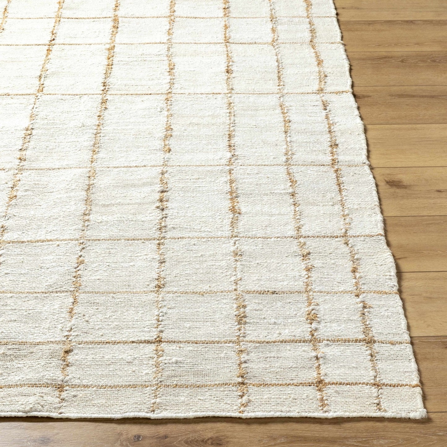 Zared Checkered Jute Area Rug - Quahog Bay Bedding
