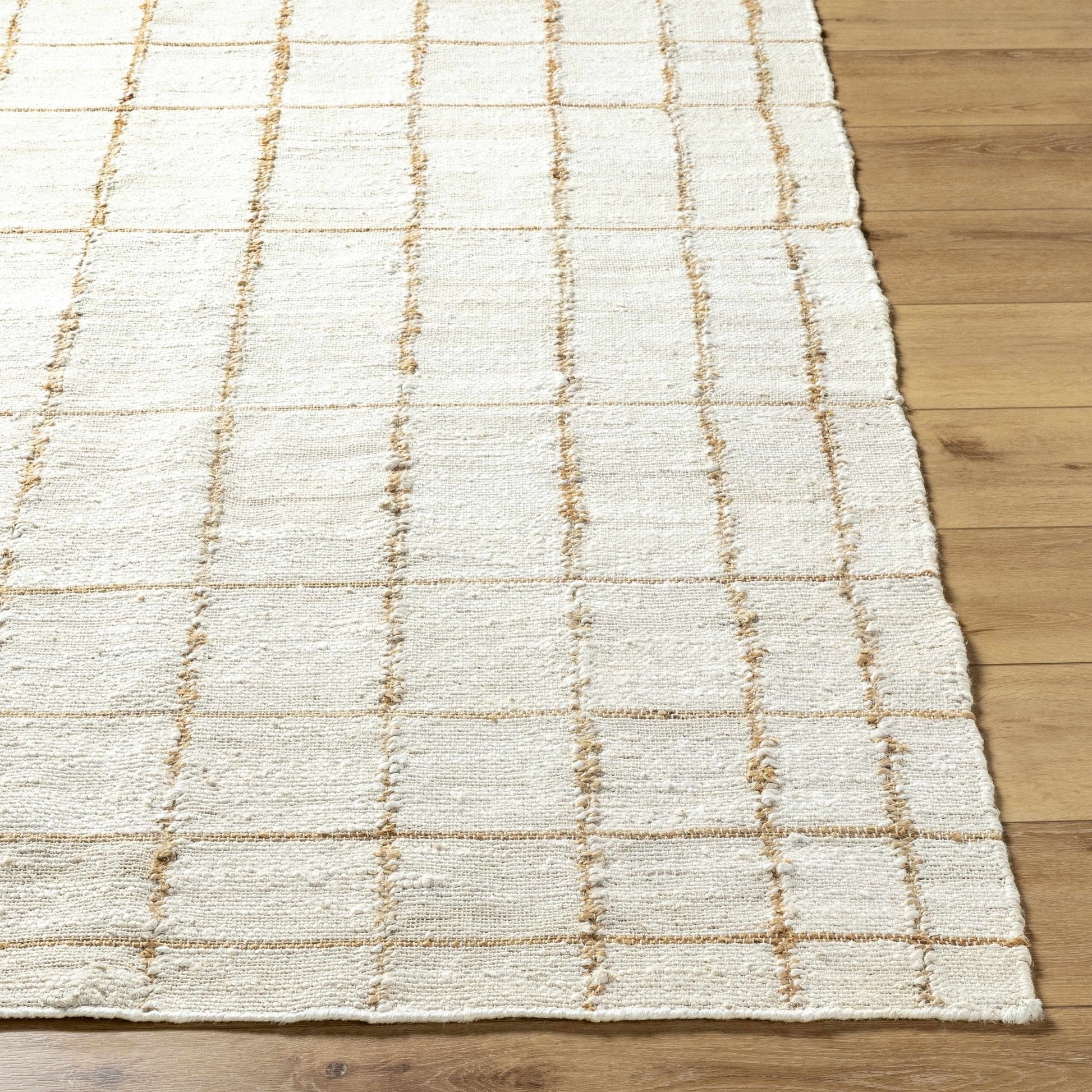 Zared Checkered Jute Area Rug - Quahog Bay Bedding