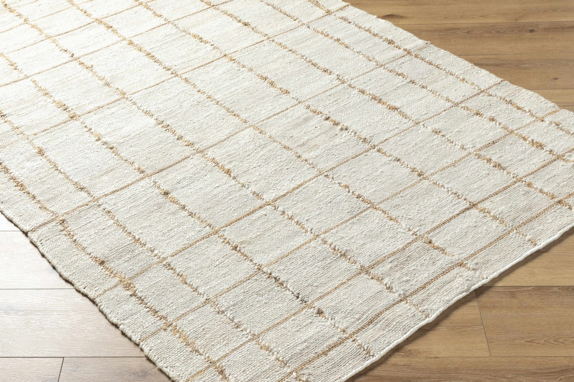 Zared Checkered Jute Area Rug - Quahog Bay Bedding